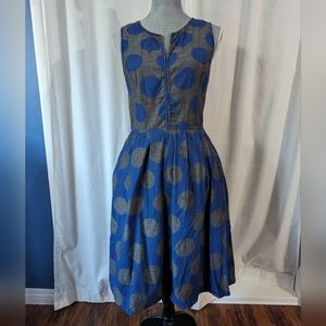 eshakti grey and blue polka dot dress